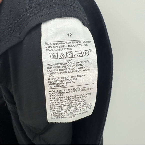 Banana Republic Linen-Blend Wide Leg Pleated Trouser in Black Size 12 - Picture 10 of 11